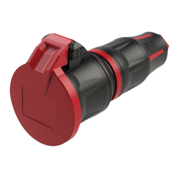 PCE Rubber Schuko Connector Female Red