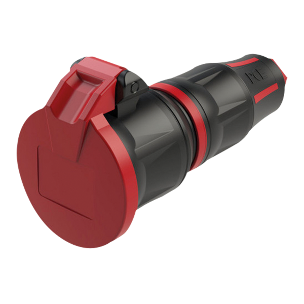 PCE Rubber Schuko Connector Female Red