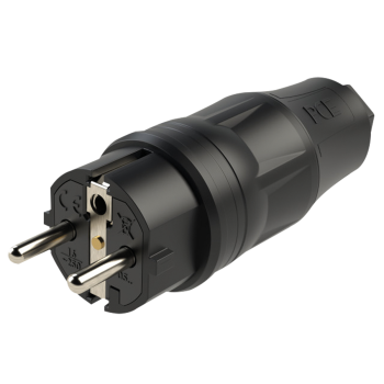 PCE Rubber Schuko Connector Male black