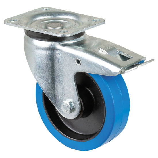 Showgear Swivel Blue wheel 125 mm with brake