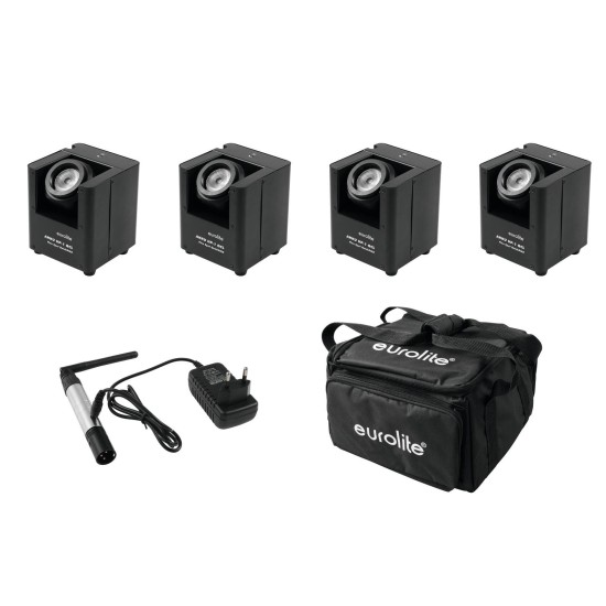 EUROLITE Set 4x AKKU UP-1 + SB-4 Soft Bag + QuickDMX Wireless Transmitter