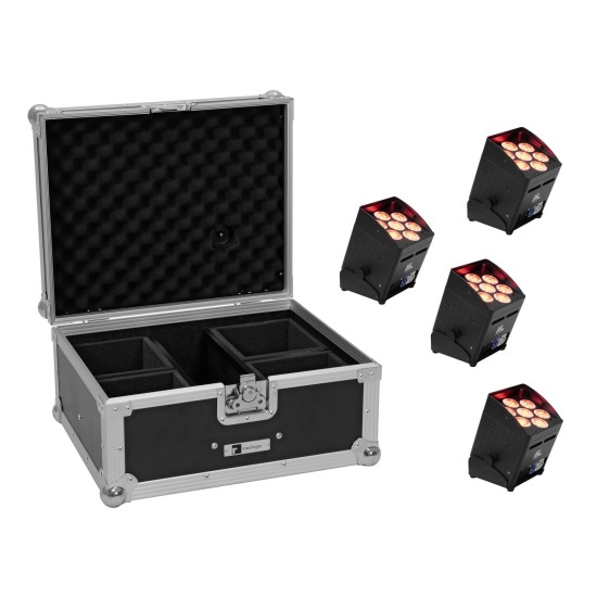 EUROLITE Set 4x AKKU UP-7 QCL Spot QuickDMX + Case