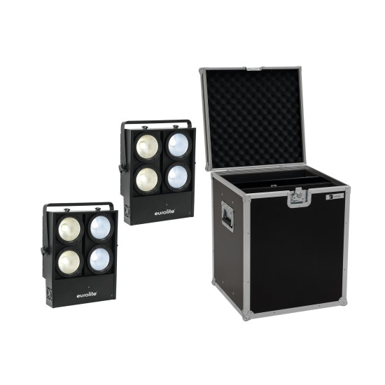 EUROLITE Set 2x Audience Blinder 4x100W LED COB CW/WW + Case