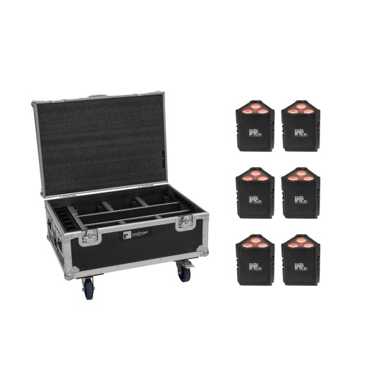 EUROLITE Set 6x AKKU IP TL-3 QCL + Case with wheels and charging function