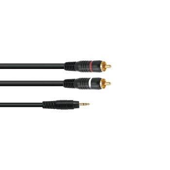 OMNITRONIC Adapter Cable 3.5 Jack/2xRCA 3m bk