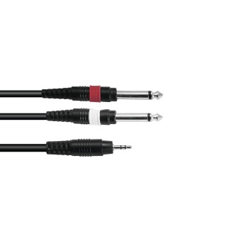 OMNITRONIC Adapter Cable 3.5 Jack/2xJack 1.5m bk