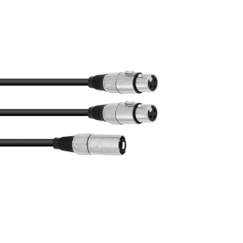 OMNITRONIC Adaptercable XLR(M)/2xXLR(F) 0.5m bk