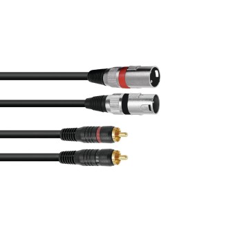 OMNITRONIC Adapter Cable 2xXLR(M)/2xRCA 1.0m bk